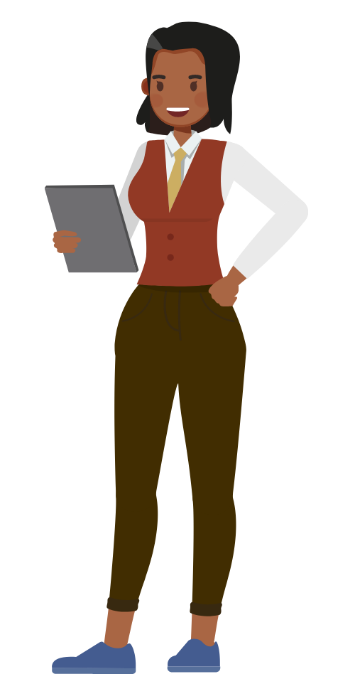 Graphic showing a teacher holding a clipboard