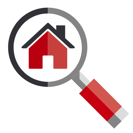 Graphic showing a house inside a magnifying glass
