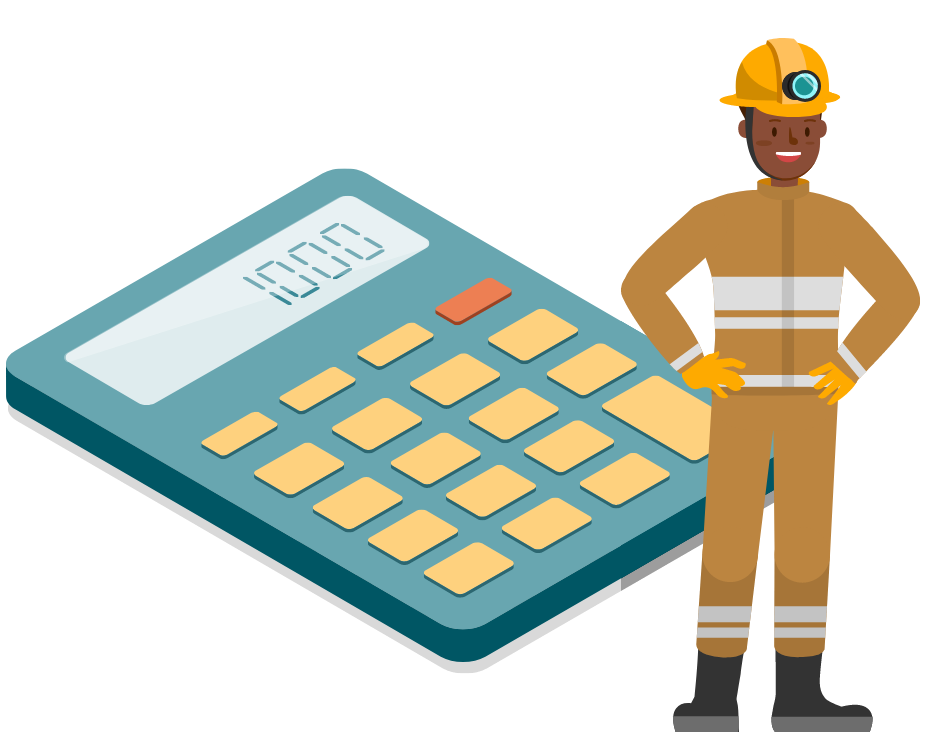 Graphic showing a fireman next to an oversized calculator