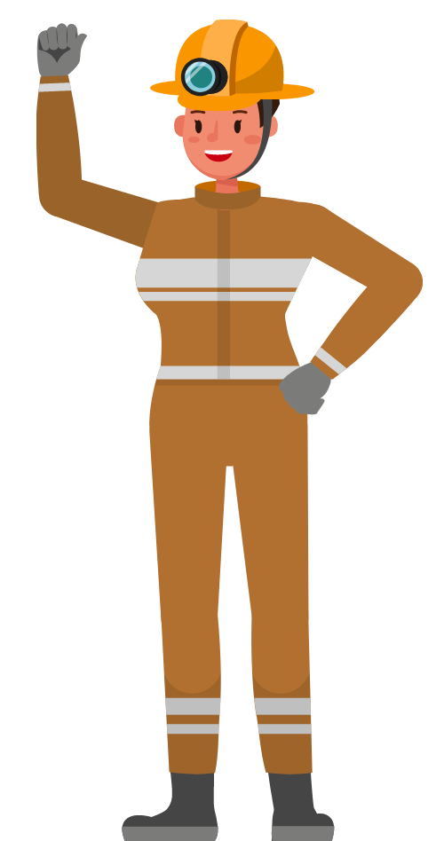 Graphic showing a firewoman in uniform waving