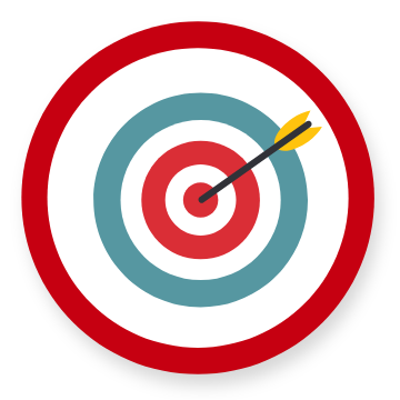 Graphic showing a red circle with a target hit by an arrow inside of it