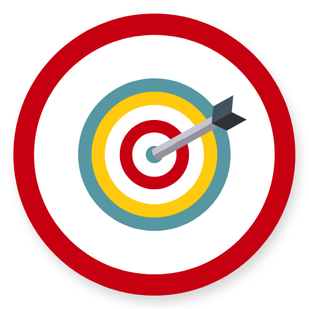 Graphic showing a red circle with a target hit by an arrow inside of it