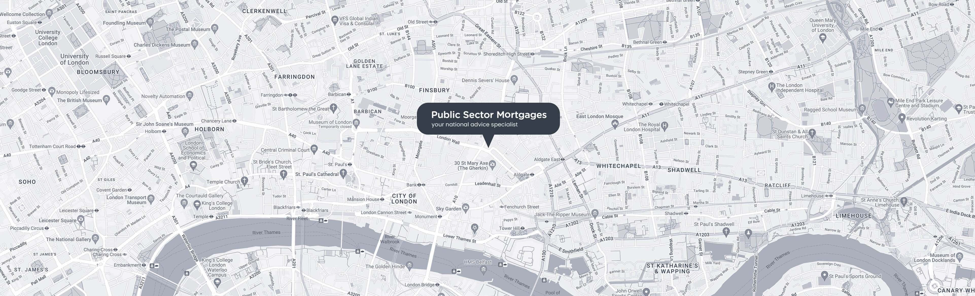 Image of a map displaying Public Sector Mortgages location